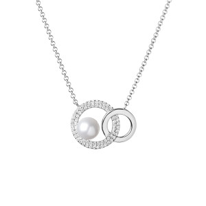 Colier argint cu perla naturala alba si cristale DiAmanti SK20106P_W-G (Argint 925‰ 5,1 g.)